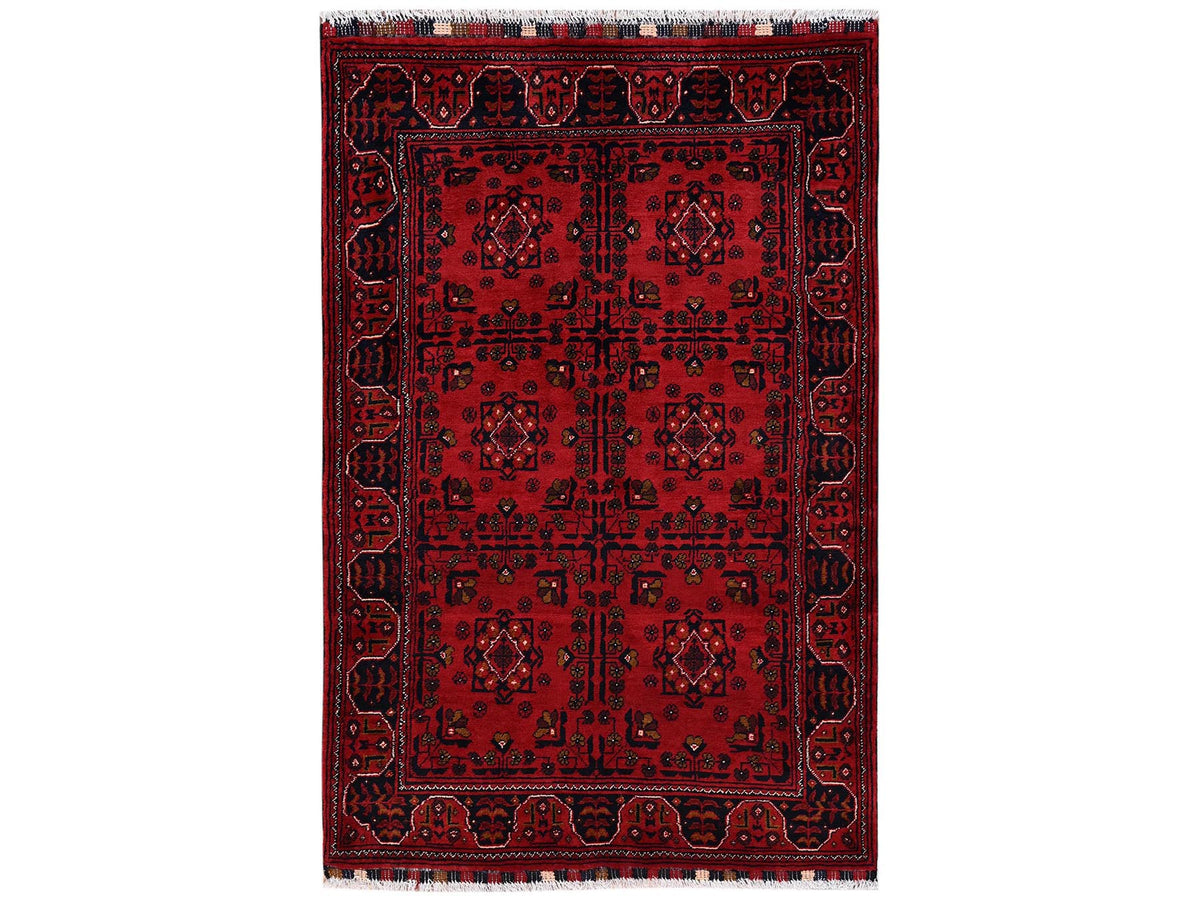 Tribal Tribal & Geometric hand-knotted wool rug in Red, 3'5" x 5'3" — SKU O02445