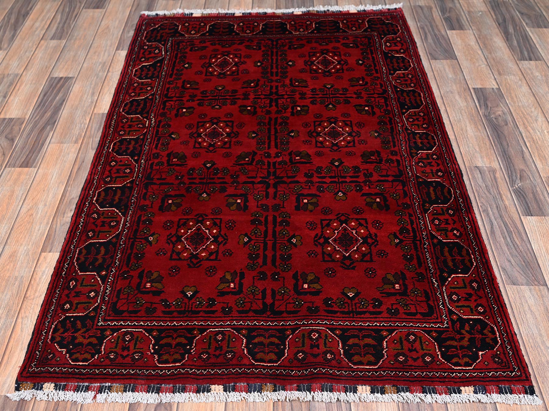Tribal Tribal & Geometric hand-knotted wool rug in Red, 3'5" x 5'3" — SKU O02445 (view 2)