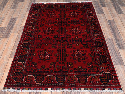 Tribal Tribal & Geometric hand-knotted wool rug in Red, 3'5" x 5'3" — SKU O02445 (view 2)