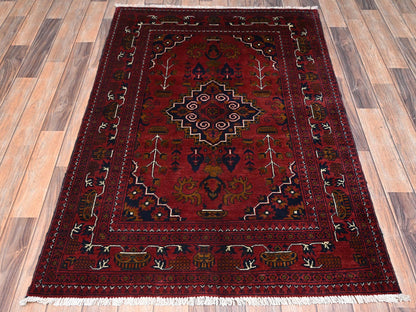 Tribal & Geometric hand-knotted wool rug in Red, 3'4" x 5'1" — SKU O02446 (view 2)