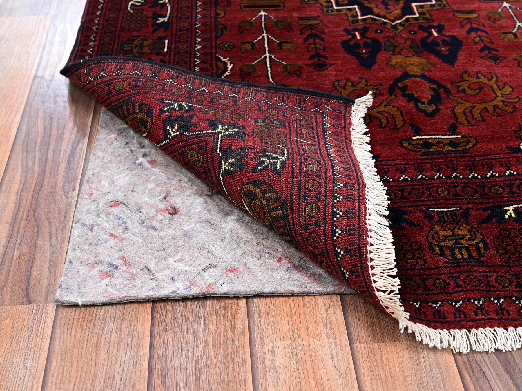 Tribal & Geometric hand-knotted wool rug in Red, 3'4" x 5'1" — SKU O02446 (view 3)