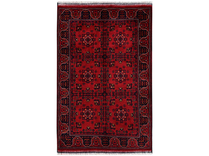 Tribal & Geometric hand-knotted wool rug in Red, 3'4" x 5' — SKU O02447