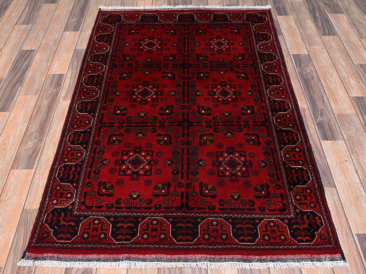 Tribal & Geometric hand-knotted wool rug in Red, 3'4" x 5' — SKU O02447 (view 2)