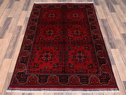 Tribal & Geometric hand-knotted wool rug in Red, 3'4" x 5' — SKU O02447 (view 2)
