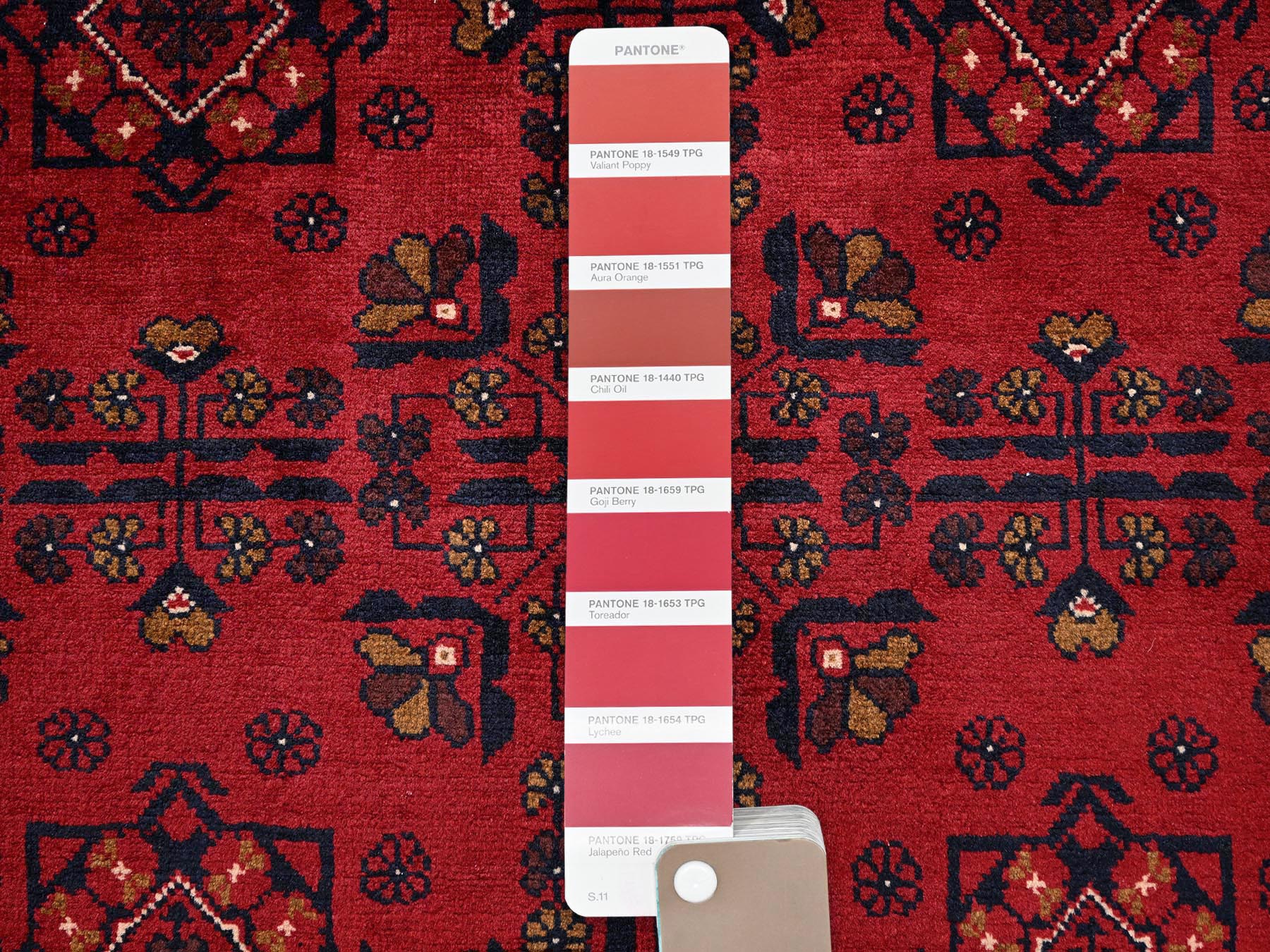 Tribal & Geometric hand-knotted wool rug in Red, 3'4" x 5' — SKU O02447 (view 4)