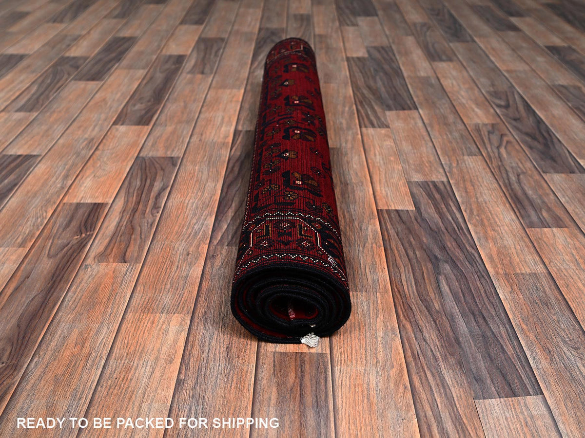 Tribal & Geometric hand-knotted wool rug in Red, 3'4" x 5' — SKU O02447 (view 5)