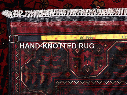 Tribal & Geometric hand-knotted wool rug in Red, 3'4" x 5' — SKU O02447 (view 7)
