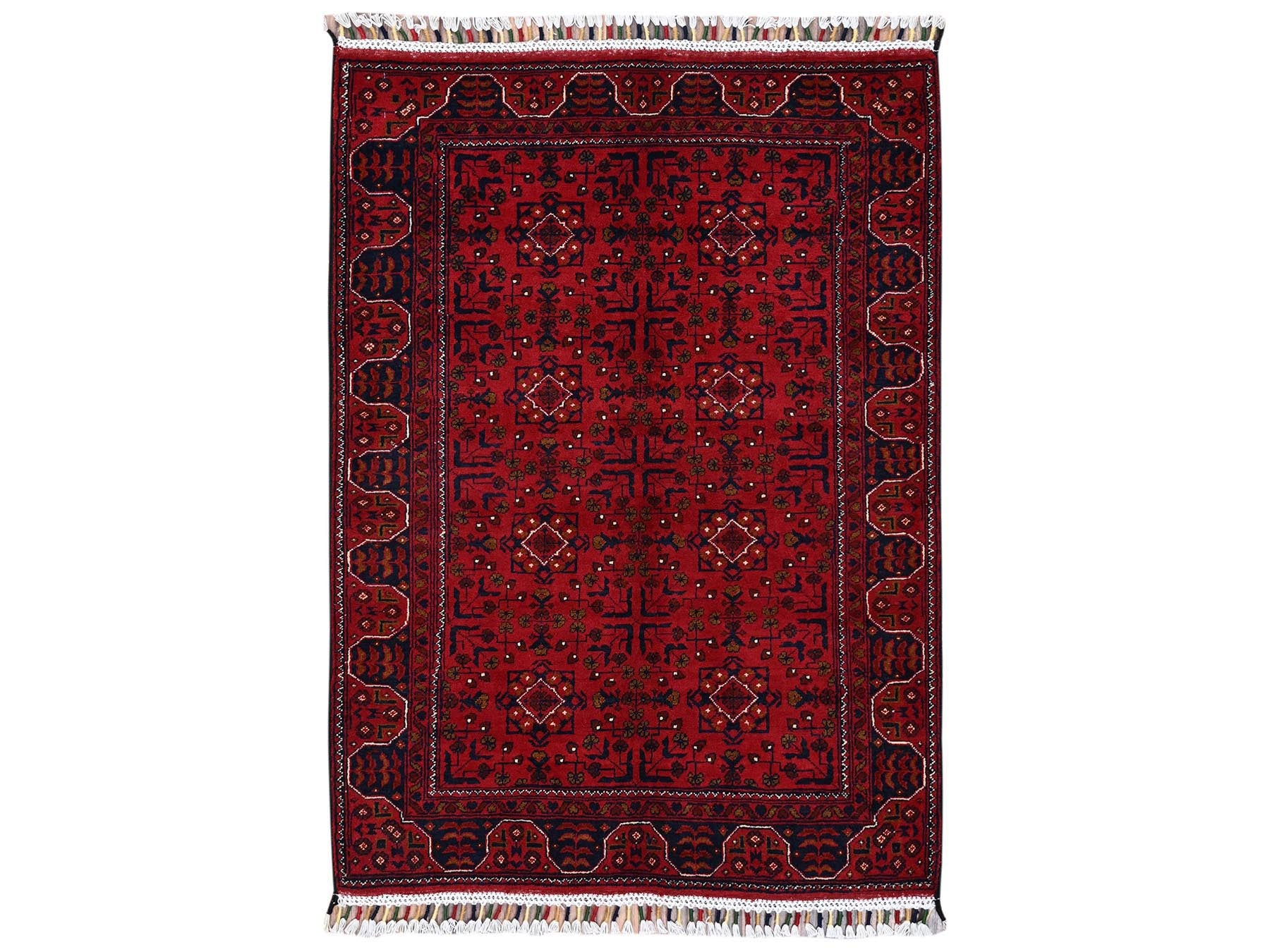 Tribal Tribal & Geometric hand-knotted wool rug in Red, 3'3" x 4'8" — SKU O02449