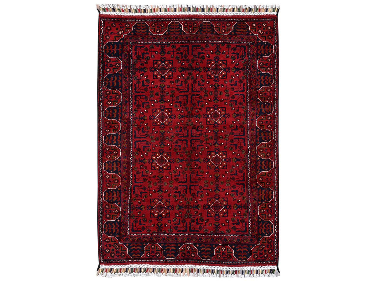 Tribal Tribal & Geometric hand-knotted wool rug in Red, 3'3" x 4'8" — SKU O02449
