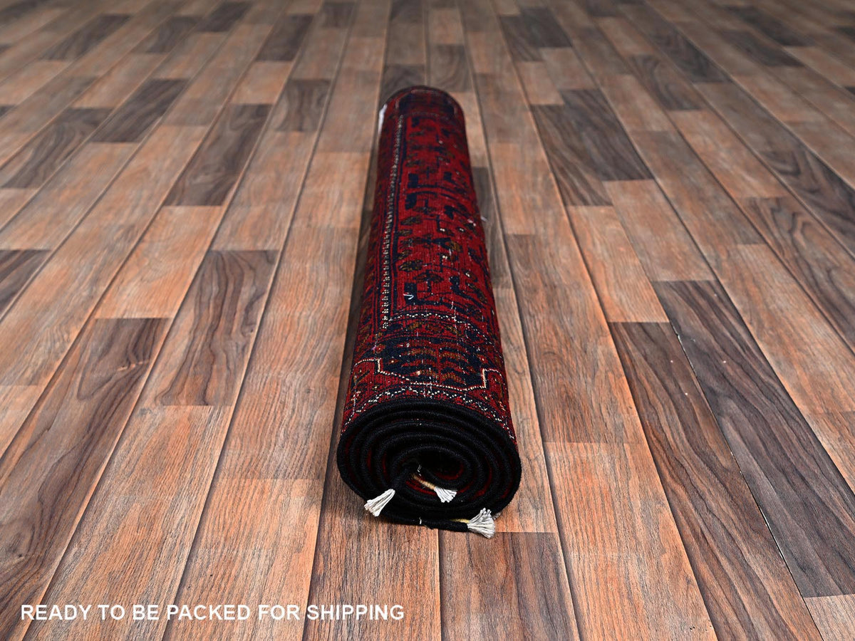 Tribal Tribal & Geometric hand-knotted wool rug in Red, 3'3" x 4'8" — SKU O02449 (view 5)