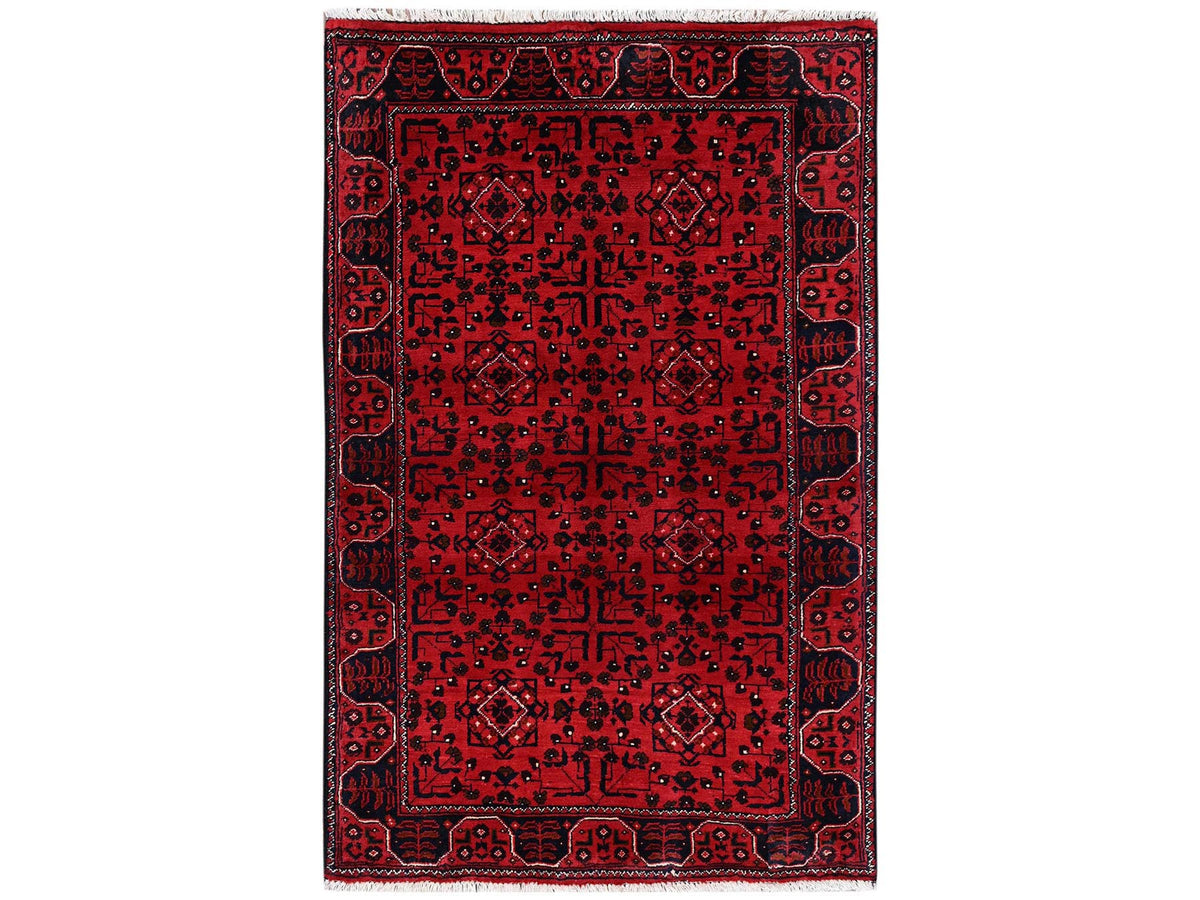 Tribal Tribal & Geometric hand-knotted wool rug in Red, 3'1" x 4'10" — SKU O02450