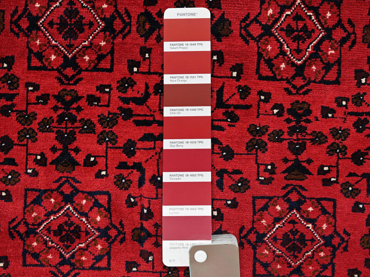 Tribal Tribal & Geometric hand-knotted wool rug in Red, 3'1" x 4'10" — SKU O02450 (view 4)