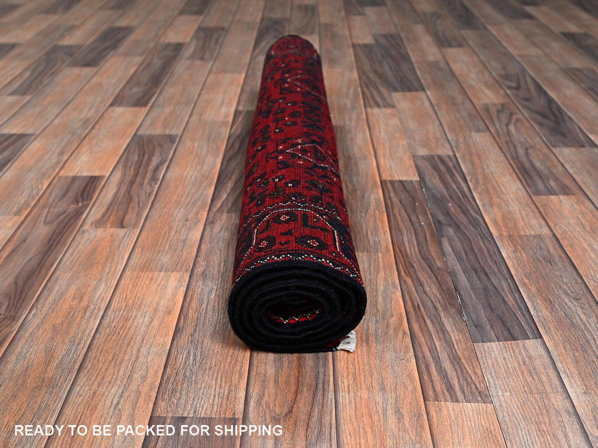 Tribal Tribal & Geometric hand-knotted wool rug in Red, 3'1" x 4'10" — SKU O02450 (view 5)