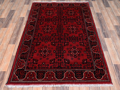 Tribal & Geometric hand-knotted wool rug in Red, 3'4" x 5'2" — SKU O02451 (view 2)