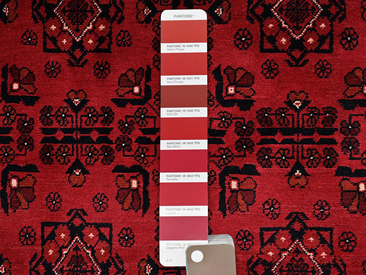 Tribal & Geometric hand-knotted wool rug in Red, 3'4" x 5'2" — SKU O02451 (view 4)