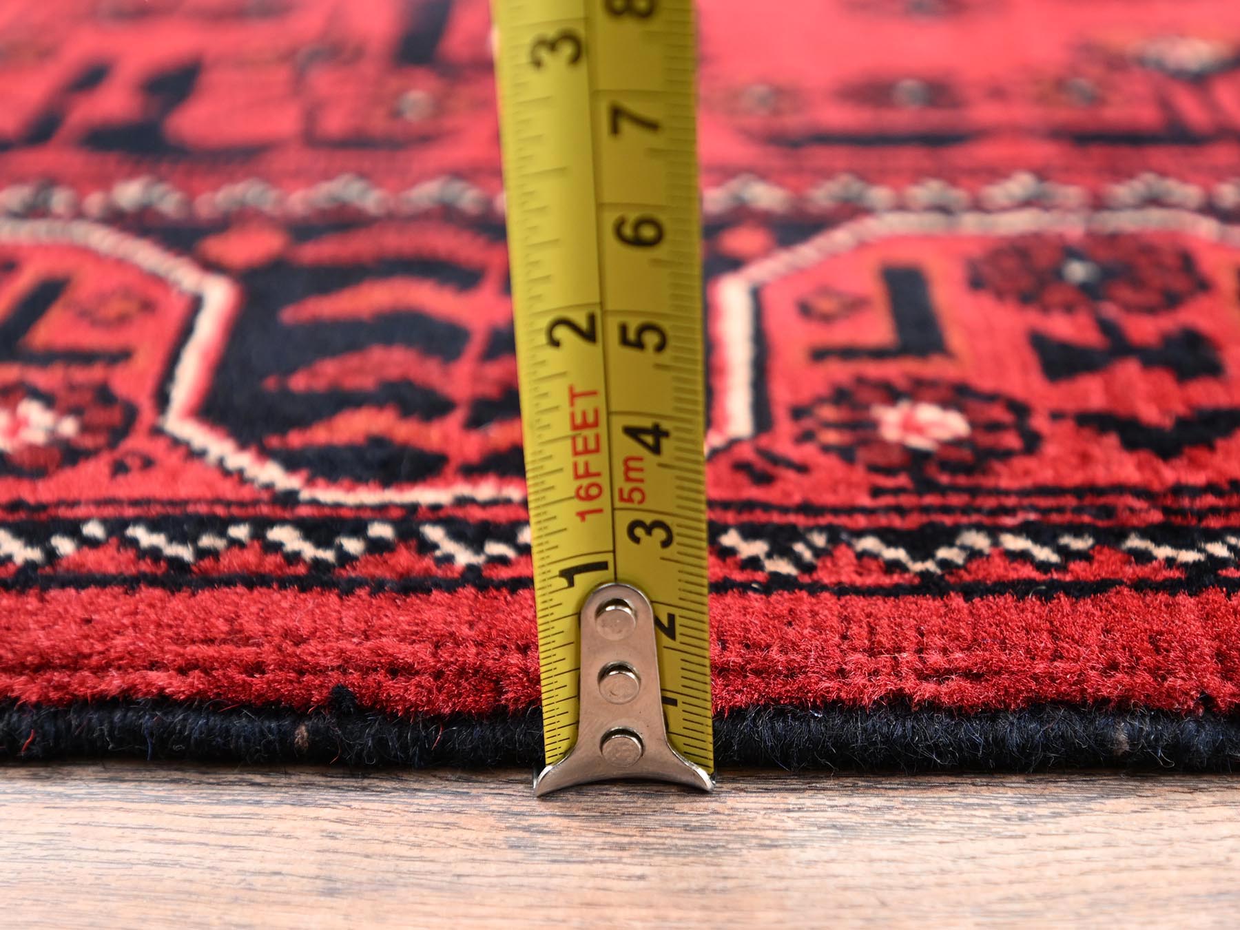 Tribal & Geometric hand-knotted wool rug in Red, 3'4" x 5'2" — SKU O02451 (view 6)