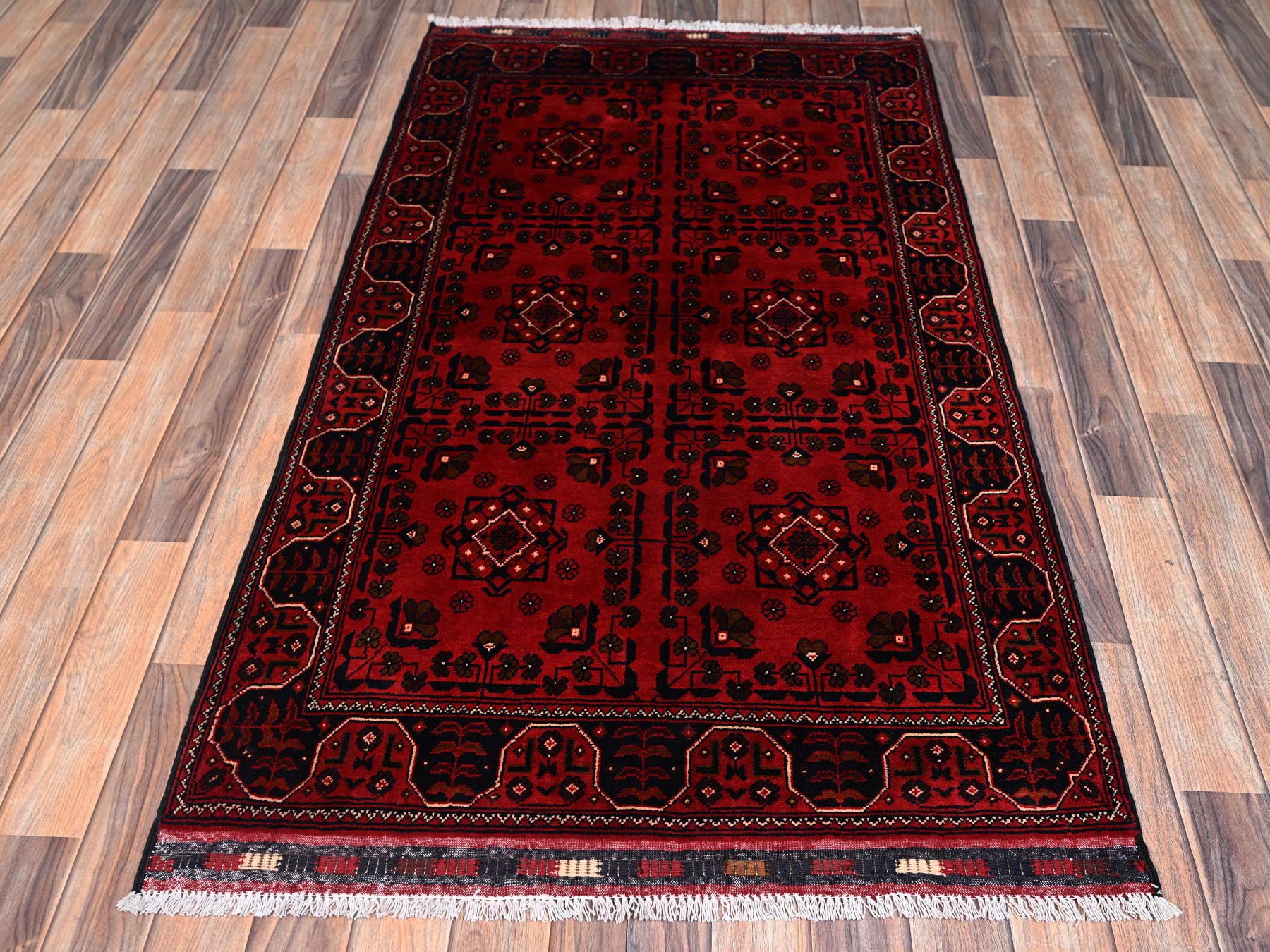 Tribal Tribal & Geometric hand-knotted wool rug in Red, 3'3" x 5'5" — SKU O02452 (view 2)