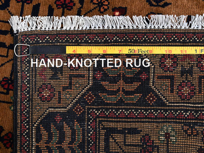 Brown 3'3" x 6'2" Tribal & Geometric Hand knotted Wool Rug - Sku: O02453