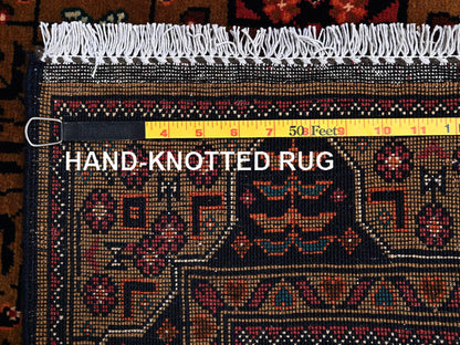 Brown 3'4" x 5'1" Tribal & Geometric Hand knotted Wool Rug - Sku: O02454