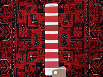 Tribal & Geometric hand-knotted wool runner in Red, 1'10" x 5'1" — SKU O02455 (view 4)