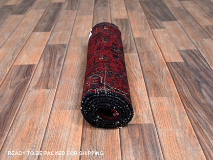 Tribal & Geometric hand-knotted wool runner in Red, 1'10" x 5'1" — SKU O02455 (view 5)