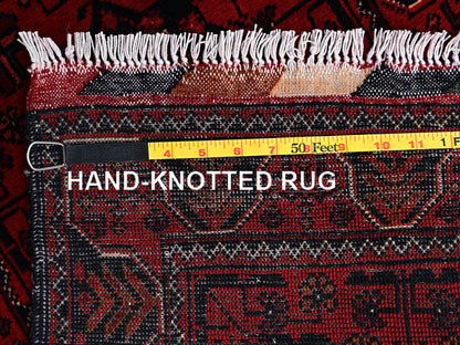 Tribal & Geometric hand-knotted wool runner in Red, 1'10" x 5'1" — SKU O02455 (view 7)