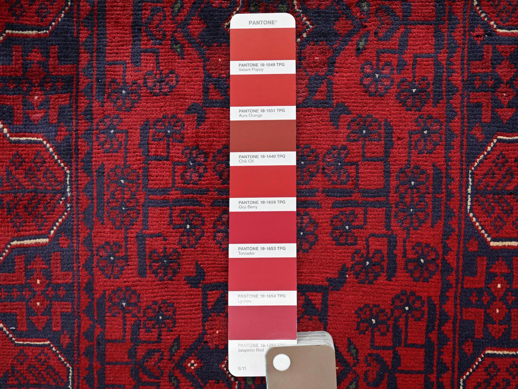 Tribal & Geometric hand-knotted wool runner in Red, 1'10" x 4'11" — SKU O02456 (view 4)