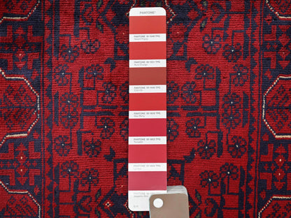 Tribal & Geometric hand-knotted wool runner in Red, 1'10" x 4'11" — SKU O02456 (view 4)