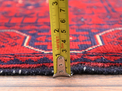 Tribal & Geometric hand-knotted wool runner in Red, 1'10" x 4'11" — SKU O02456 (view 6)