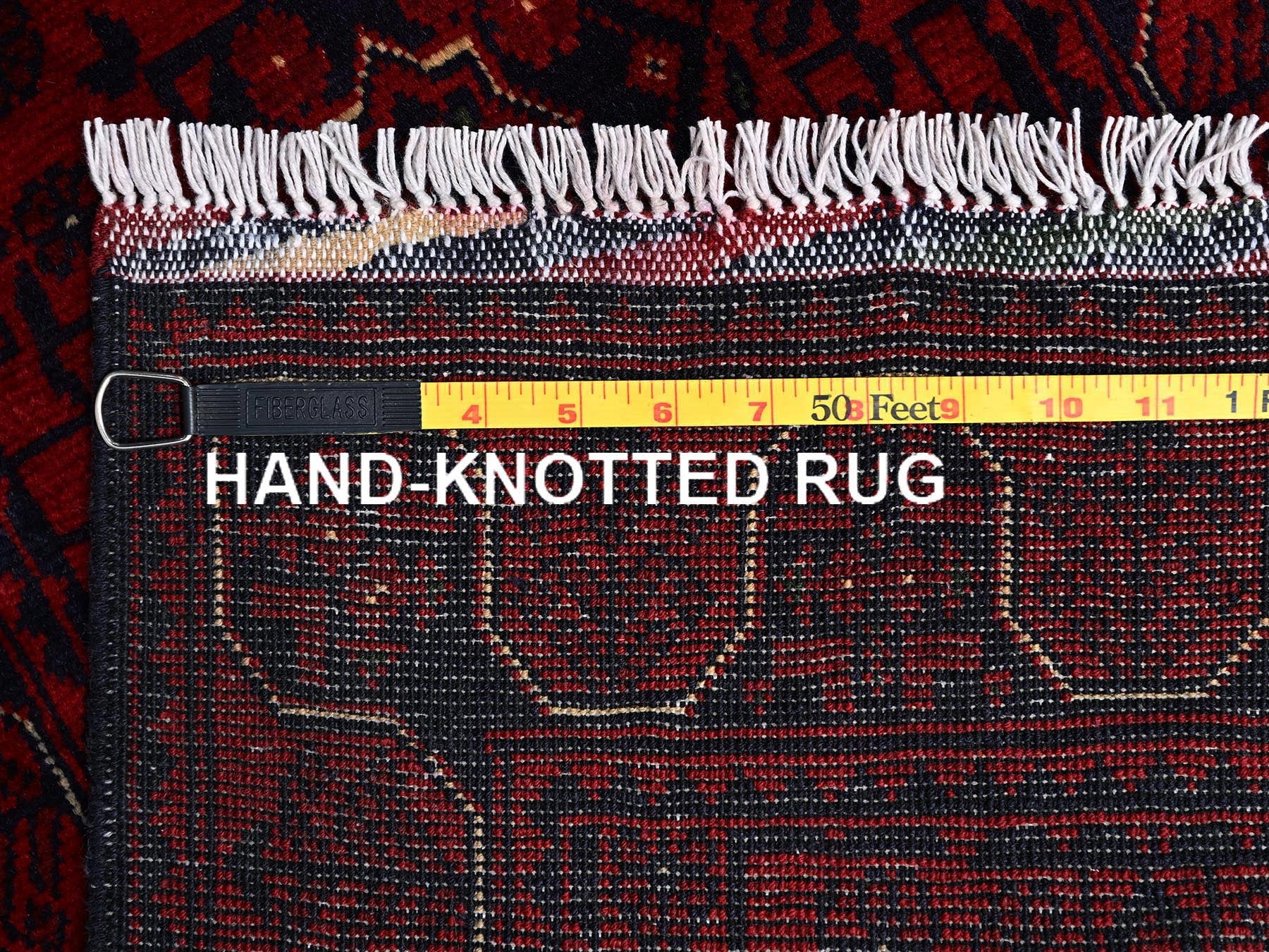 Tribal & Geometric hand-knotted wool runner in Red, 1'10" x 4'11" — SKU O02456 (view 7)