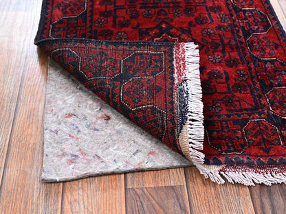 Tribal & Geometric hand-knotted wool runner in Red, 1'10" x 4'11" — SKU O02457 (view 3)