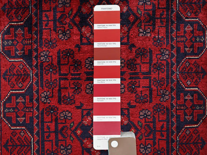 Tribal & Geometric hand-knotted wool runner in Red, 1'10" x 4'11" — SKU O02457 (view 4)