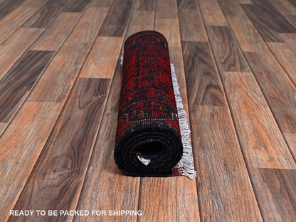Tribal & Geometric hand-knotted wool runner in Red, 1'10" x 4'11" — SKU O02457 (view 5)