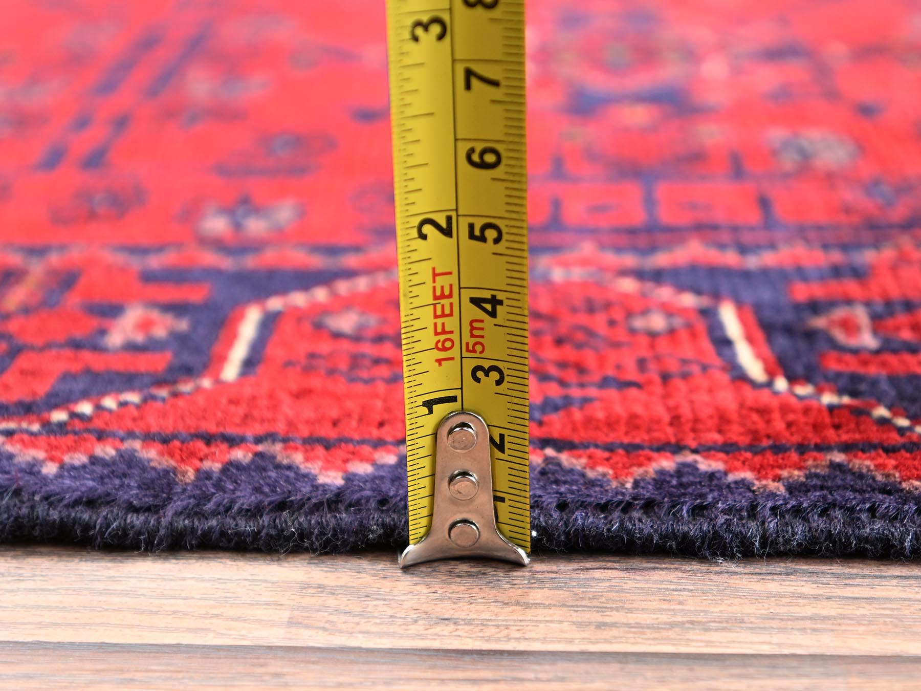 Tribal & Geometric hand-knotted wool runner in Red, 1'10" x 4'11" — SKU O02457 (view 6)