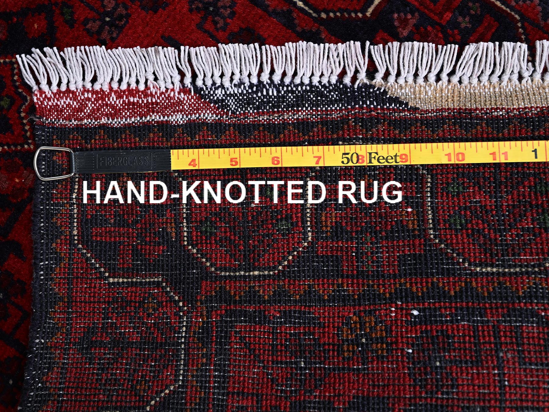 Tribal & Geometric hand-knotted wool runner in Red, 1'10" x 4'11" — SKU O02457 (view 7)