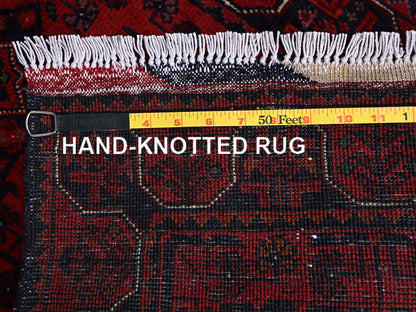 Tribal & Geometric hand-knotted wool runner in Red, 1'10" x 4'11" — SKU O02457 (view 7)