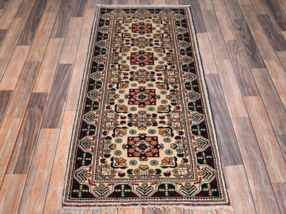 Ivory 2'3" x 4'10" Tribal & Geometric Hand knotted Wool Rug - Sku: O02458