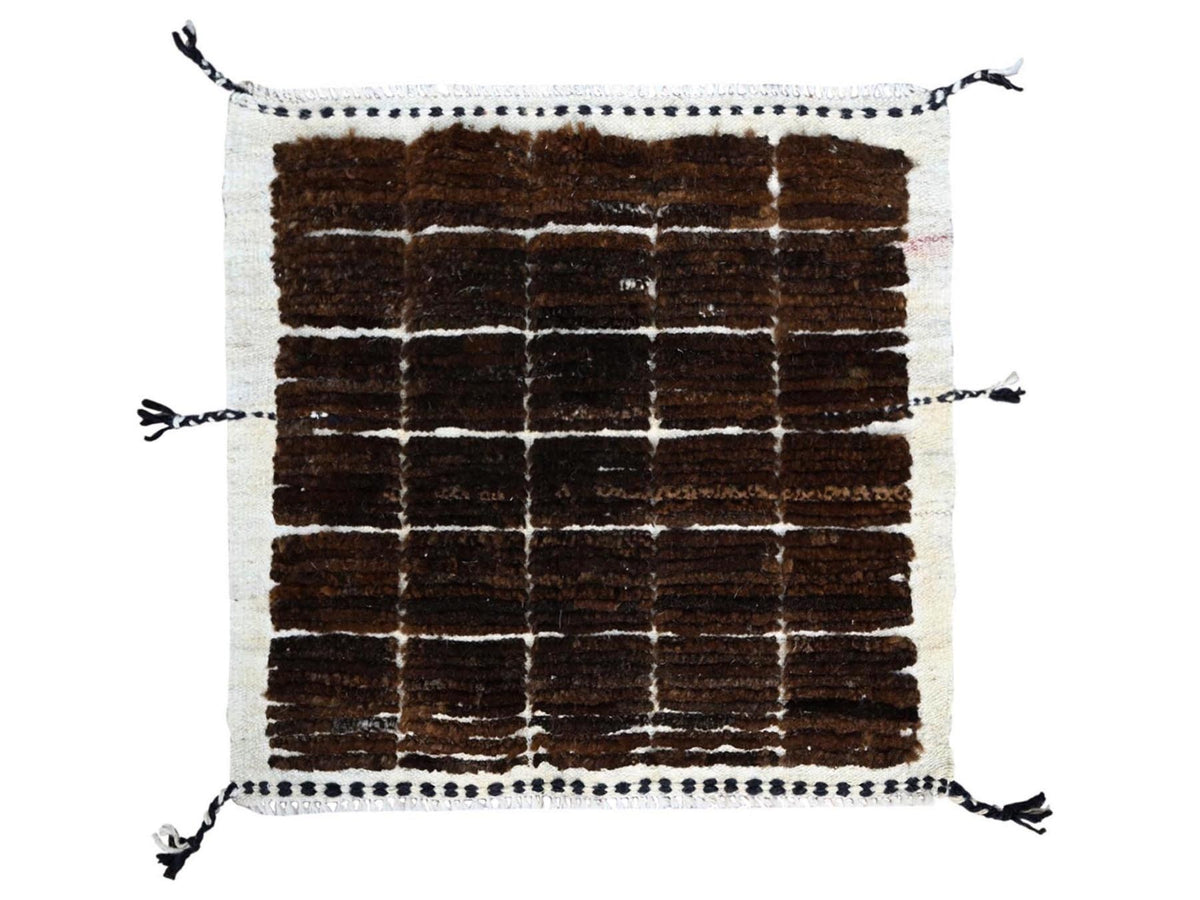 Tribal hand-knotted wool rug in Brown, 1'8" x 2'0", SKU O0245