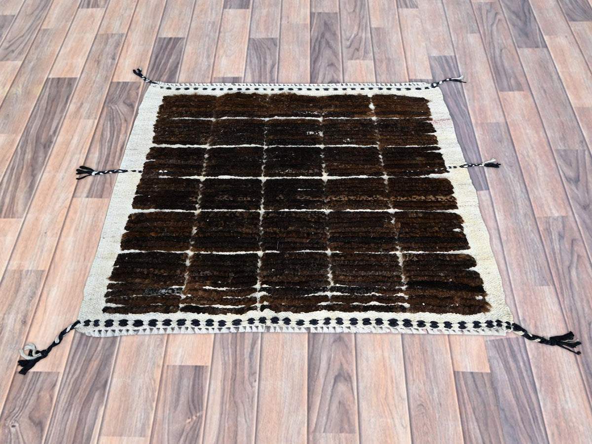 Tribal hand-knotted wool rug in Brown, 1'8" x 2'0", SKU O0245