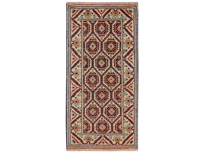 Tribal & Geometric hand-knotted wool rug in Ivory, 2'1" x 4'3" — SKU O02462