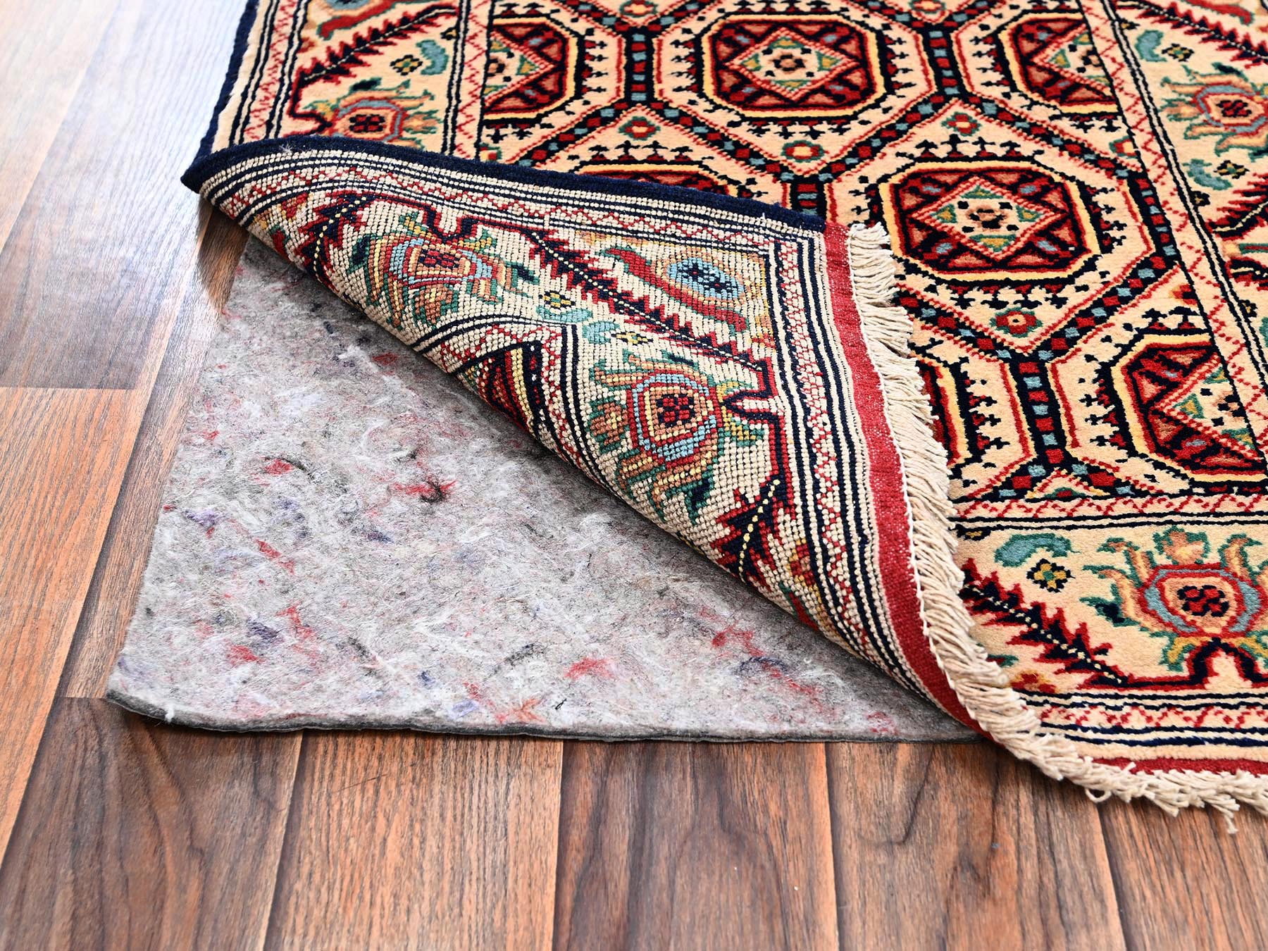 Tribal & Geometric hand-knotted wool rug in Ivory, 2'1" x 4'3" — SKU O02462 (view 3)