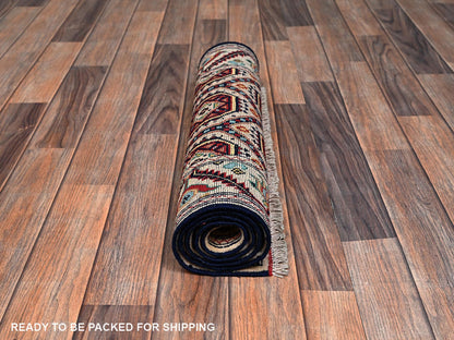 Ivory 2'1" x 4'3" Tribal & Geometric Hand knotted Wool Rug - Sku: O02462