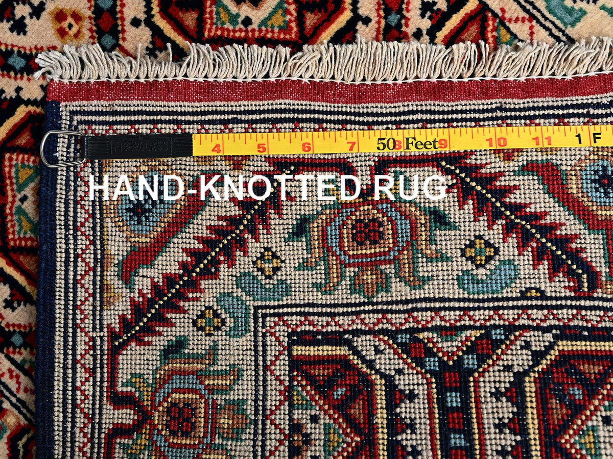 Tribal & Geometric hand-knotted wool rug in Ivory, 2'1" x 4'3" — SKU O02462 (view 7)