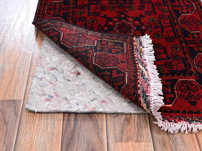 Tribal & Geometric hand-knotted wool runner in Red, 1'10" x 4'10" — SKU O02465 (view 3)