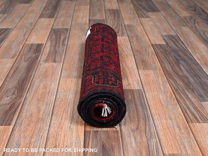 Tribal & Geometric hand-knotted wool runner in Red, 1'10" x 4'10" — SKU O02465 (view 5)