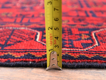 Tribal & Geometric hand-knotted wool runner in Red, 1'10" x 4'10" — SKU O02465 (view 6)