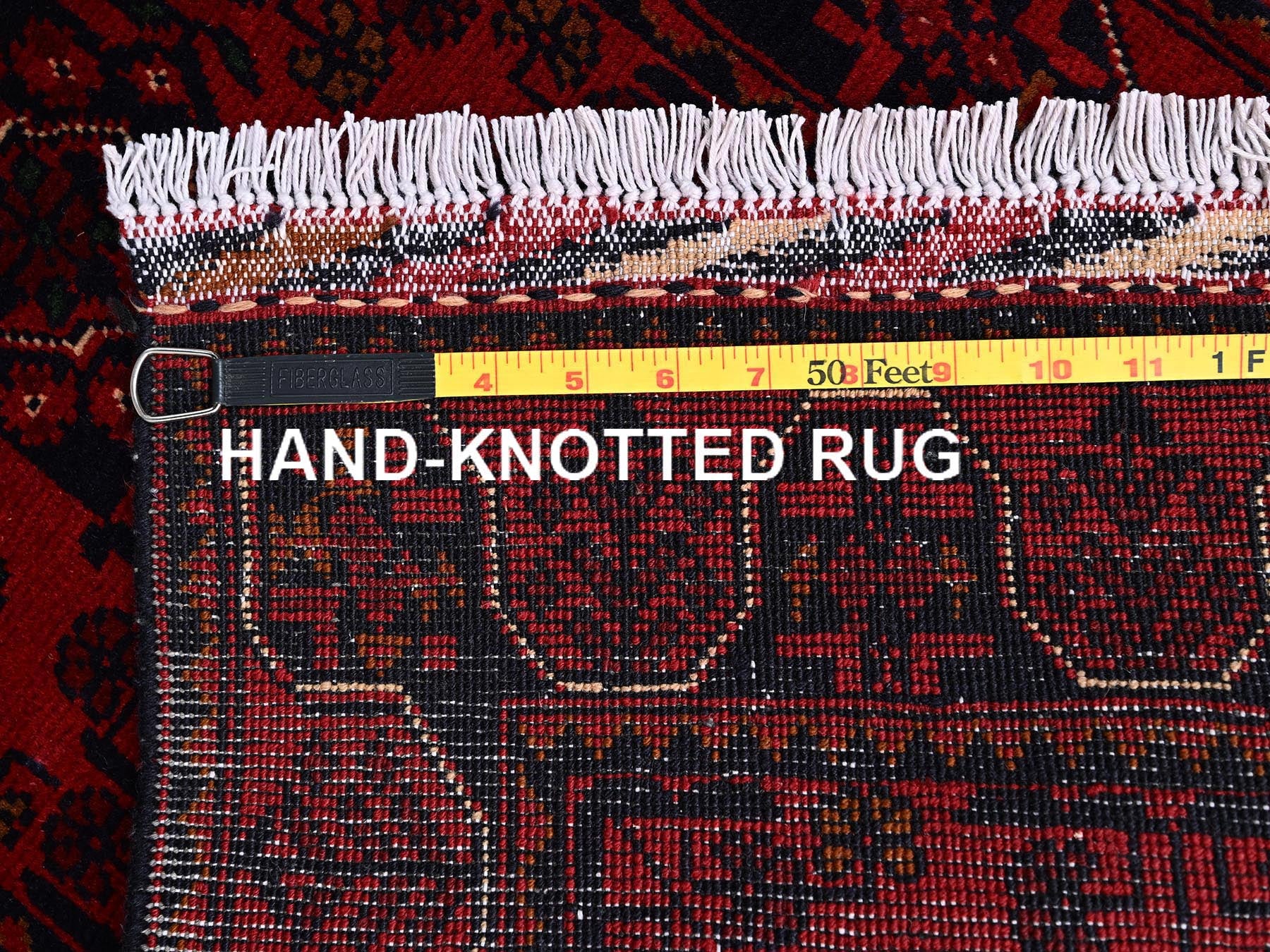 Tribal & Geometric hand-knotted wool runner in Red, 1'10" x 4'10" — SKU O02465 (view 7)