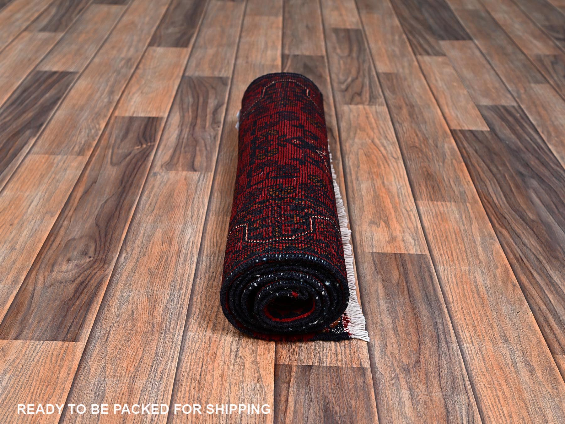 Tribal & Geometric hand-knotted wool runner in Red, 1'9" x 4'11" — SKU O02466 (view 5)