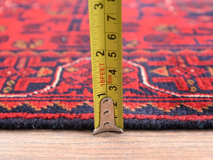 Tribal & Geometric hand-knotted wool runner in Red, 1'9" x 4'11" — SKU O02466 (view 6)