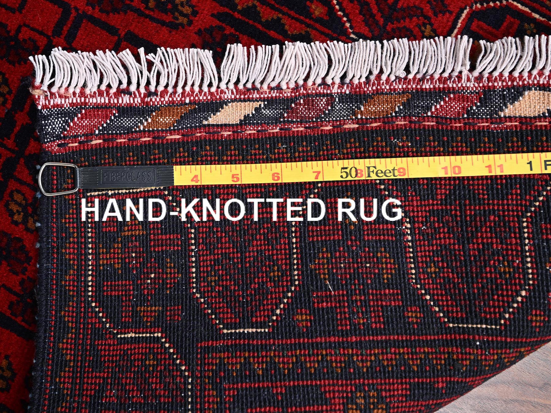 Tribal & Geometric hand-knotted wool runner in Red, 1'9" x 4'11" — SKU O02466 (view 7)